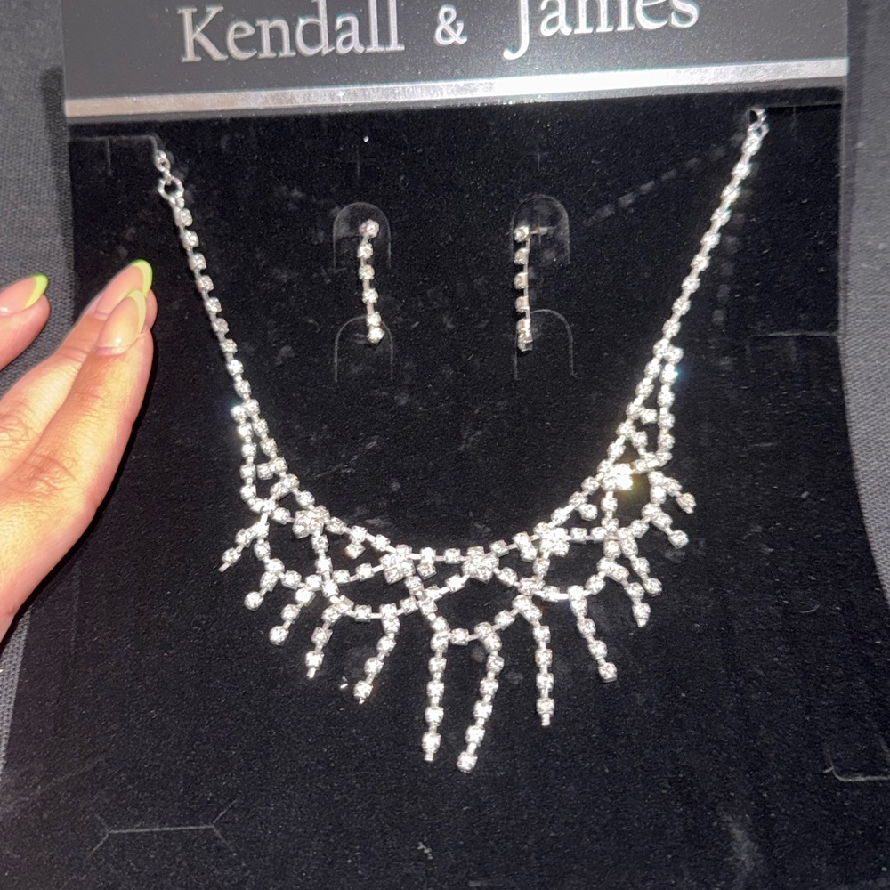 Silver Necklace and Earring Set